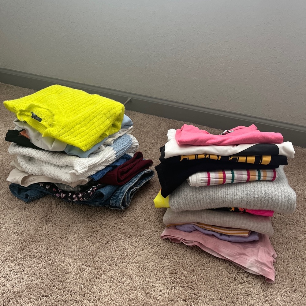 Girls clothes bundle (tops, sweaters, skirts, shorts, pants)